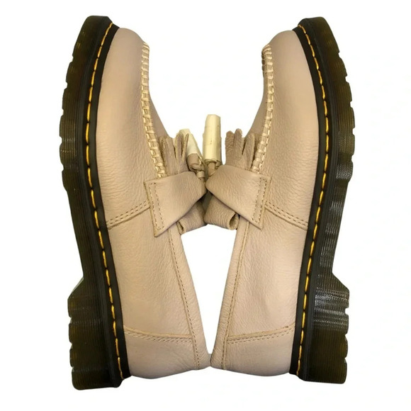 Dr. Martens Adrian Leather Tassle Loafers NWT/NWB | Vintage Taupe - Size 10 - Picture 13 of 14